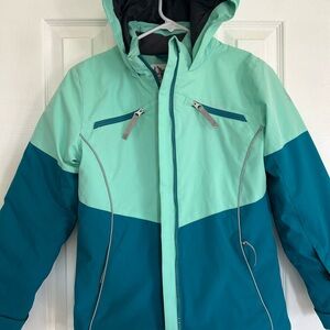 Spyder Kids Mint and Teal Puffer ski Jacket